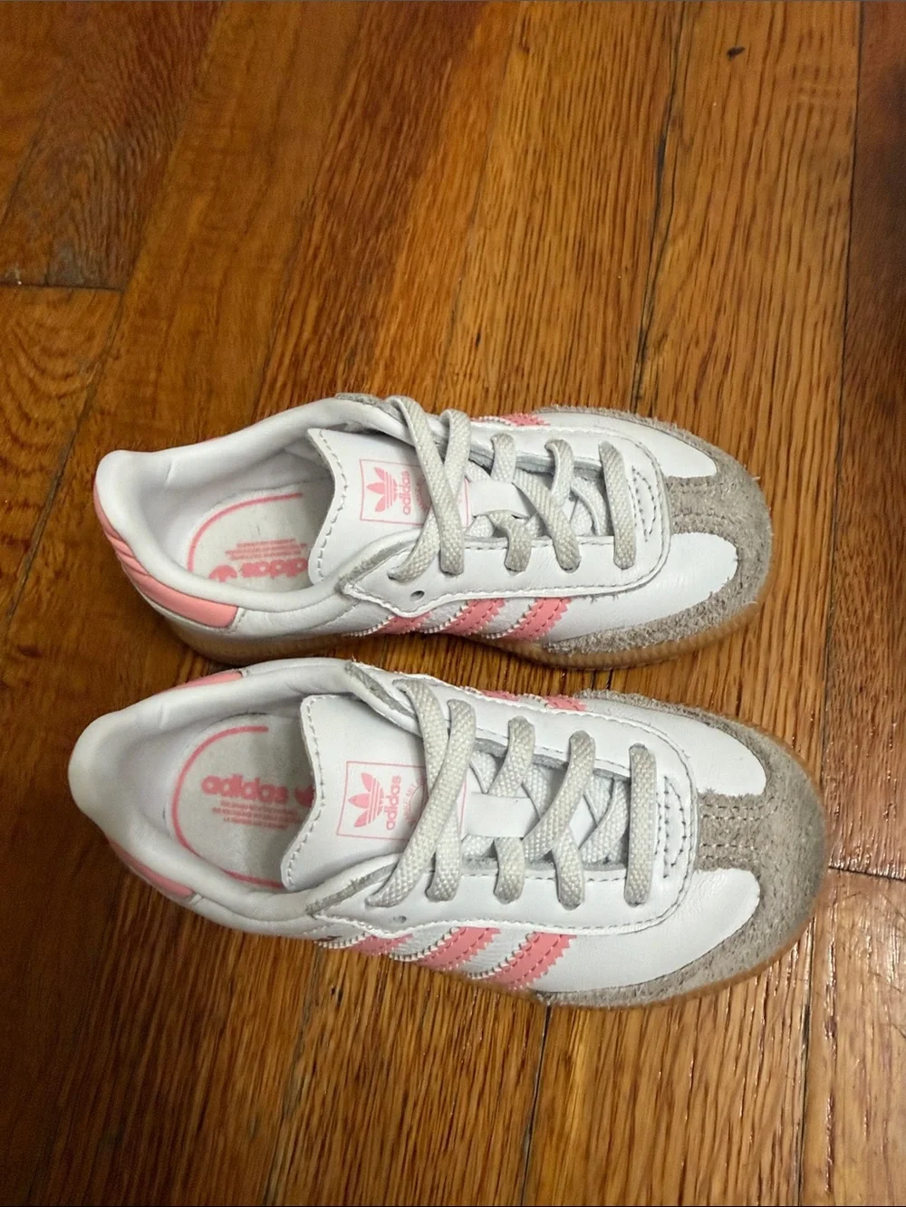adidas Kids White & Light Pink Retro Sneaker Samba